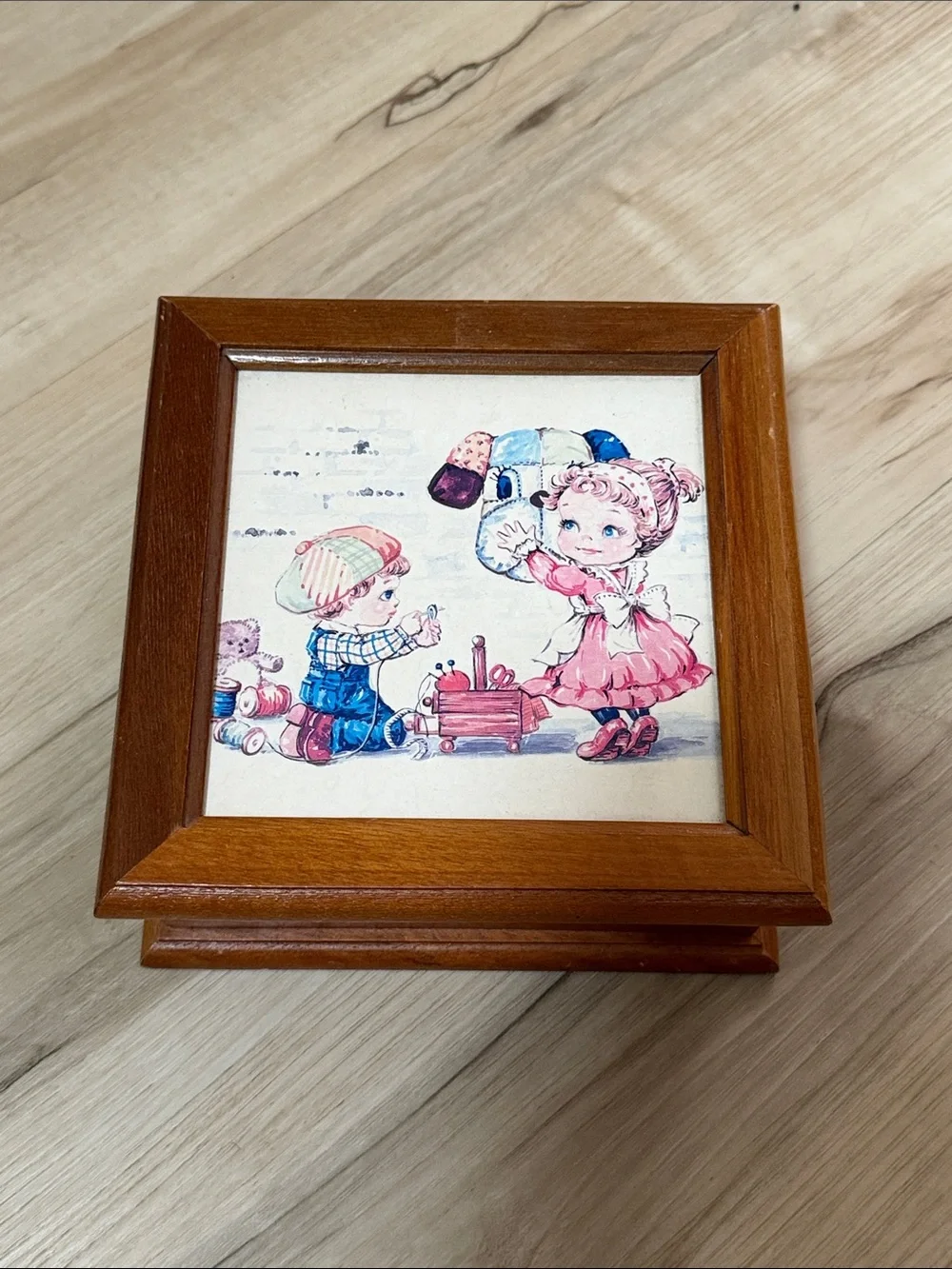 Vintage Interpur Wooden Jewelry Box Taiwan Keepsake Box Farmhouse Cottage Decor